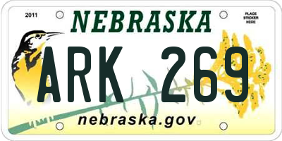 NE license plate ARK269
