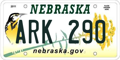 NE license plate ARK290