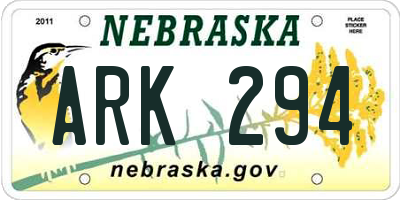 NE license plate ARK294