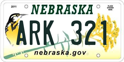 NE license plate ARK321