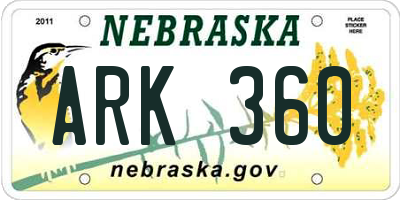 NE license plate ARK360