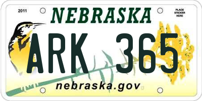 NE license plate ARK365