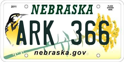 NE license plate ARK366