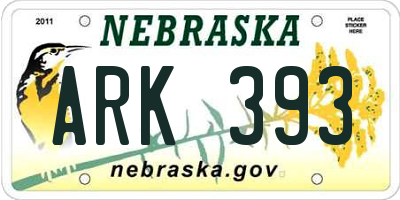 NE license plate ARK393