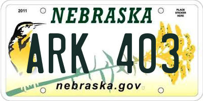 NE license plate ARK403