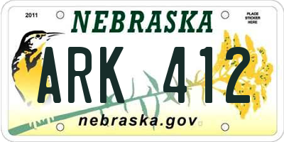 NE license plate ARK412