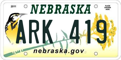NE license plate ARK419