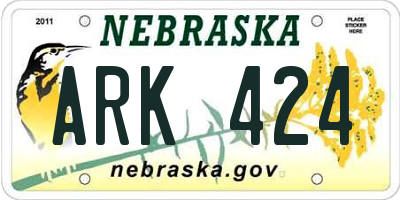 NE license plate ARK424