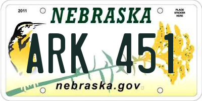 NE license plate ARK451