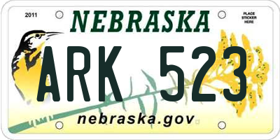 NE license plate ARK523