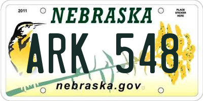 NE license plate ARK548