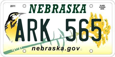 NE license plate ARK565