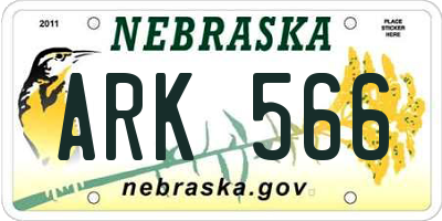 NE license plate ARK566