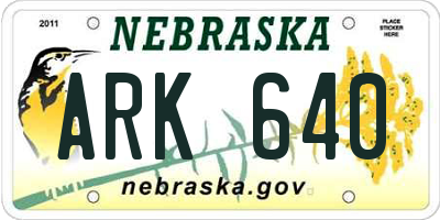 NE license plate ARK640