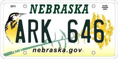 NE license plate ARK646