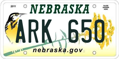 NE license plate ARK650