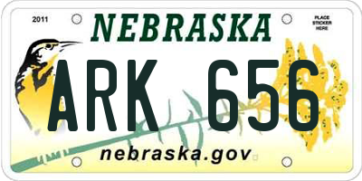 NE license plate ARK656