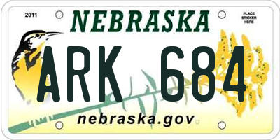NE license plate ARK684