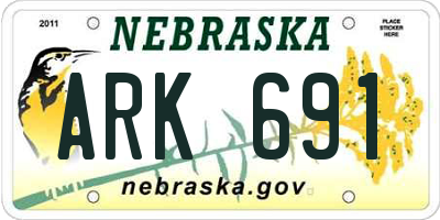 NE license plate ARK691