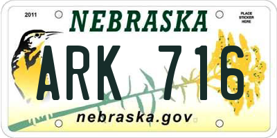 NE license plate ARK716
