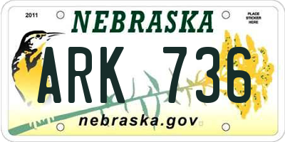 NE license plate ARK736