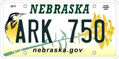 NE license plate ARK750