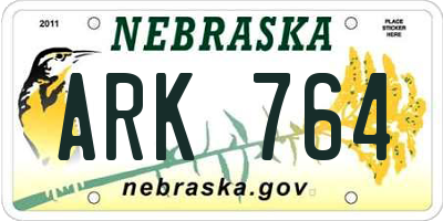 NE license plate ARK764