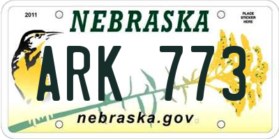 NE license plate ARK773