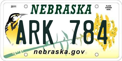 NE license plate ARK784