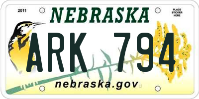 NE license plate ARK794