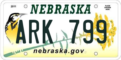 NE license plate ARK799