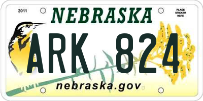 NE license plate ARK824