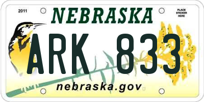 NE license plate ARK833
