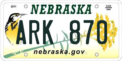 NE license plate ARK870