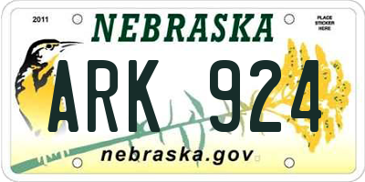 NE license plate ARK924