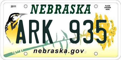 NE license plate ARK935