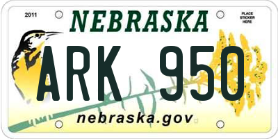NE license plate ARK950