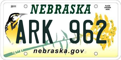 NE license plate ARK962