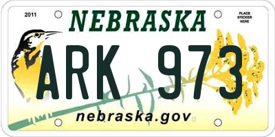 NE license plate ARK973