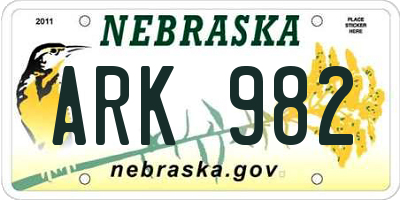 NE license plate ARK982