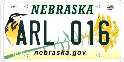 NE license plate ARL016