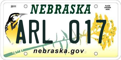 NE license plate ARL017