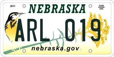 NE license plate ARL019
