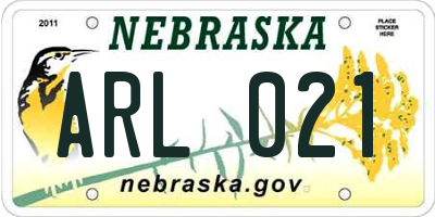 NE license plate ARL021