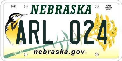 NE license plate ARL024
