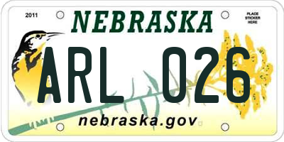 NE license plate ARL026