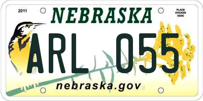NE license plate ARL055