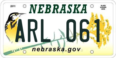 NE license plate ARL061