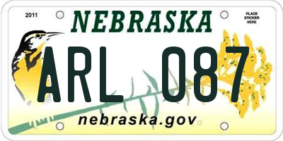 NE license plate ARL087