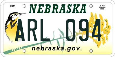 NE license plate ARL094